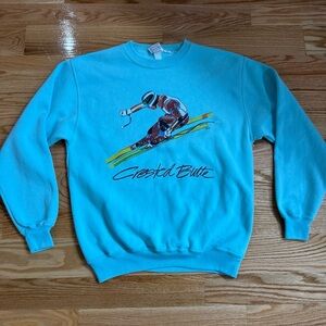 Vintage Crested Butte Colorado Crewneck Sweatshirt Womens Size XL Colorful Skier